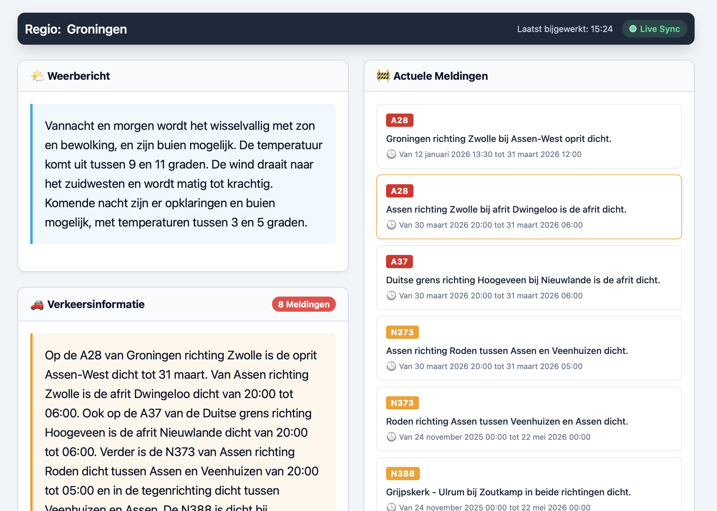 Instereo Weather and Traffic Overview
